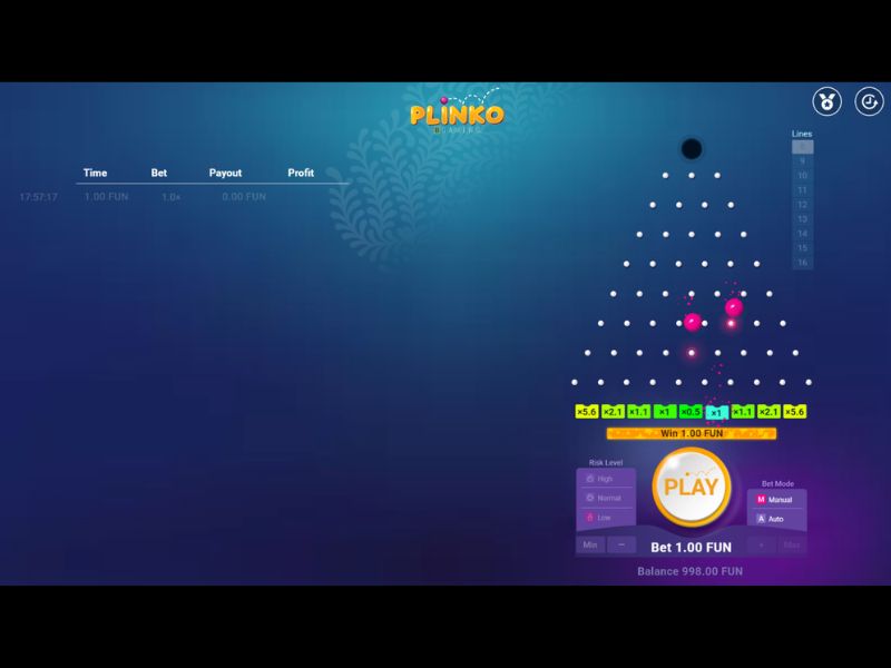 Características del juego Plinko online